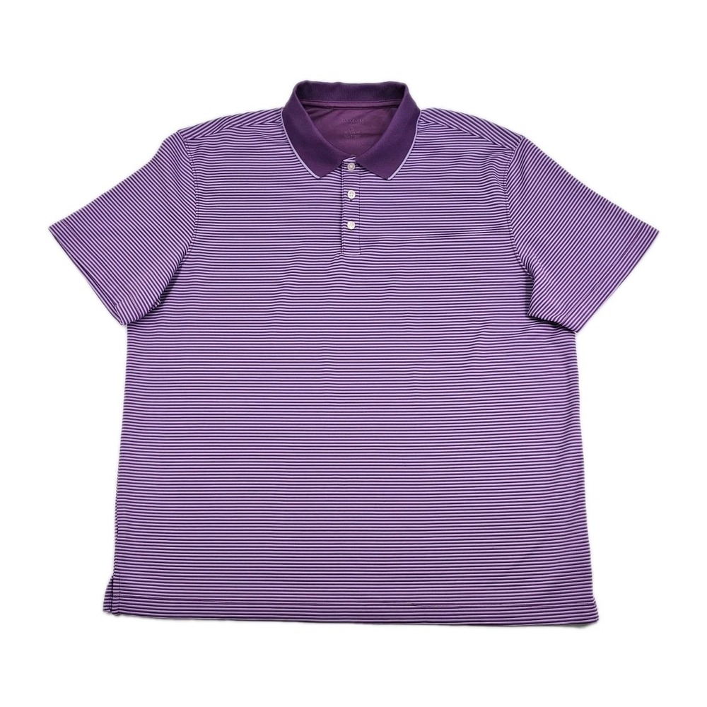 Van Heusen Air Mens XL Purple Striped Classic Fit Polo TShirt Fun‎ Casual Golf